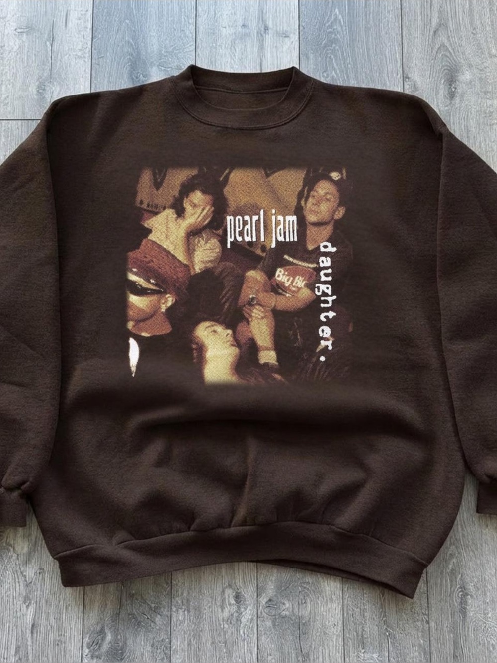 Gildan Brown Pearl Jam Daughter Graphic Crewneck